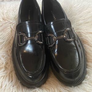 Madden Girl Black Loafers with Silver Accent